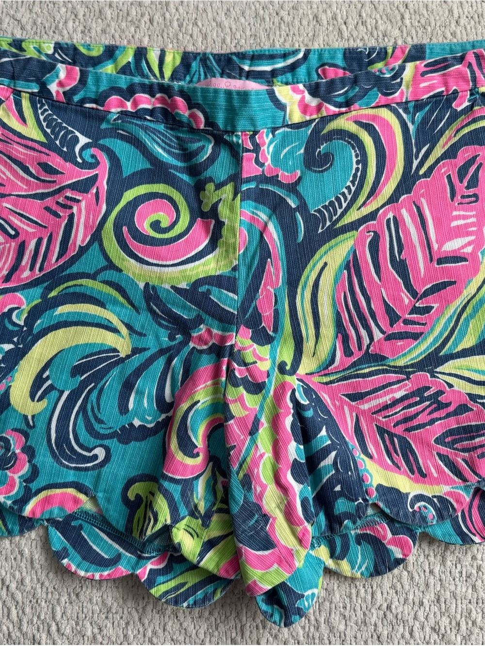 Lilly Pulitzer Teal Pink Multi Floral Scalloped Skort